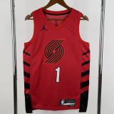 22-23 Trail Blazers MORANT #1 Red Top Quality Hot Pressing NBA Jersey (Trapeze Edition)飞人版