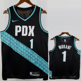 25-26 Trail Blazers MORANT #1 Black City Edition Top Quality Hot Pressing NBA Jersey (V领)