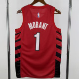 22-23 Trail Blazers MORANT #1 Red Top Quality Hot Pressing NBA Jersey (Trapeze Edition)飞人版