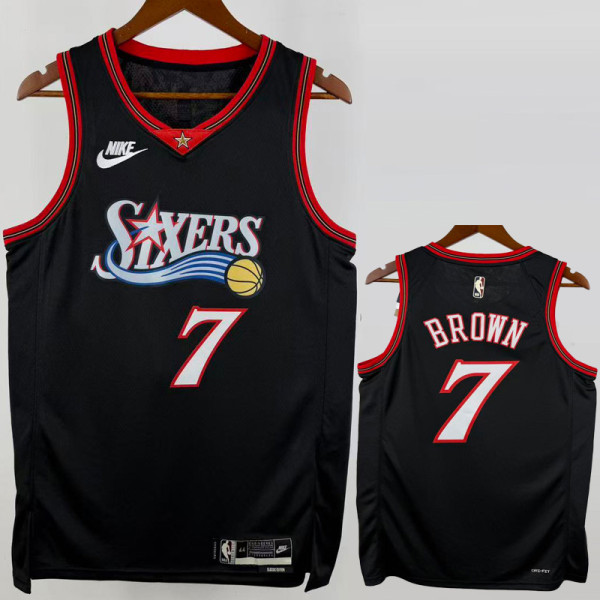 25-26 76ERS BROWN #7 Black Top Quality Hot Pressing NBA Jersey (V领)