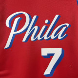 22-23 76ERS BROWN #7 Red Top Quality Hot Pressing NBA Jersey (Trapeze Edition) 飞人版