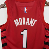 22-23 Trail Blazers MORANT #1 Red Top Quality Hot Pressing NBA Jersey (Trapeze Edition)飞人版