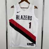 25-26 Trail Blazers MORANT #1 White Top Quality Hot Pressing NBA Jersey (V领)