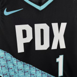 25-26 Trail Blazers MORANT #1 Black City Edition Top Quality Hot Pressing NBA Jersey (V领)