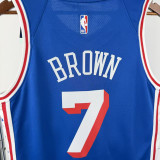 76ERS BROWN #7 Blue Top Quality Hot Pressing NBA Jersey (V领)