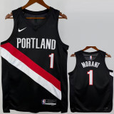 25-26 Trail Blazers MORANT #1 Black Top Quality Hot Pressing NBA Jersey (V领)