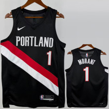 25-26 Trail Blazers MORANT #1 Black Top Quality Hot Pressing NBA Jersey (V领)