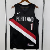 25-26 Trail Blazers MORANT #1 Black Top Quality Hot Pressing NBA Jersey (V领)