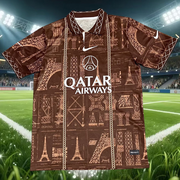 26-27 PSG Brown Special Edition Fans Training shirts (白广告)