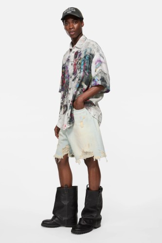 2025 new style 1.1 washed and aged denim shorts