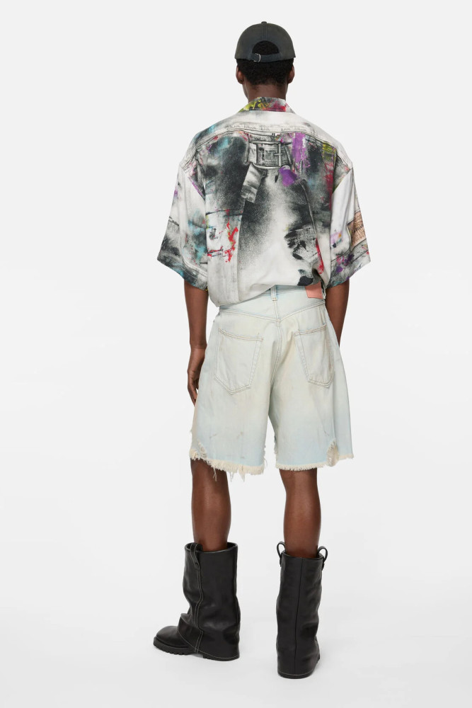 2025 new style 1.1 washed and aged denim shorts
