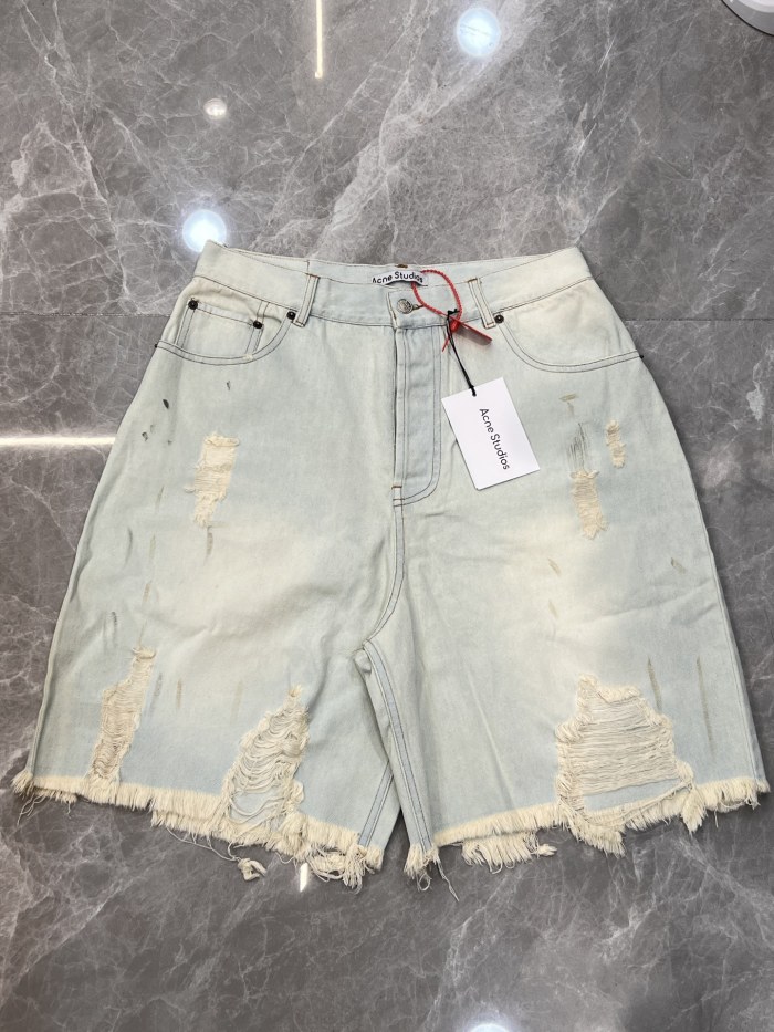 2025 new style 1.1 washed and aged denim shorts