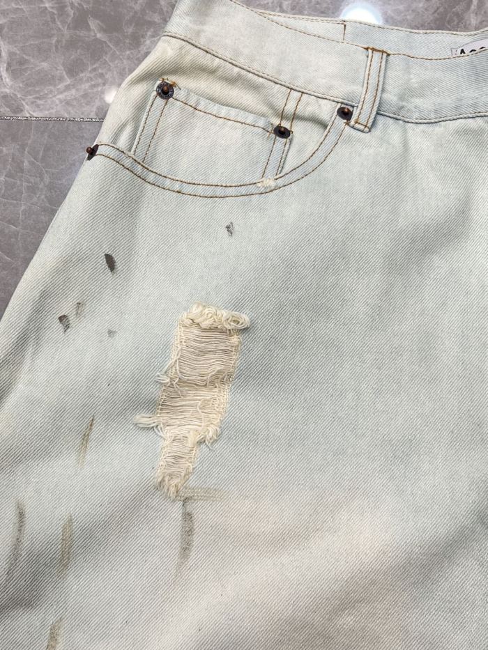 2025 new style 1.1 washed and aged denim shorts