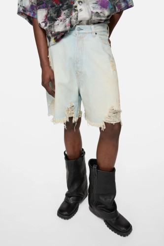 2025 new style 1.1 washed and aged denim shorts