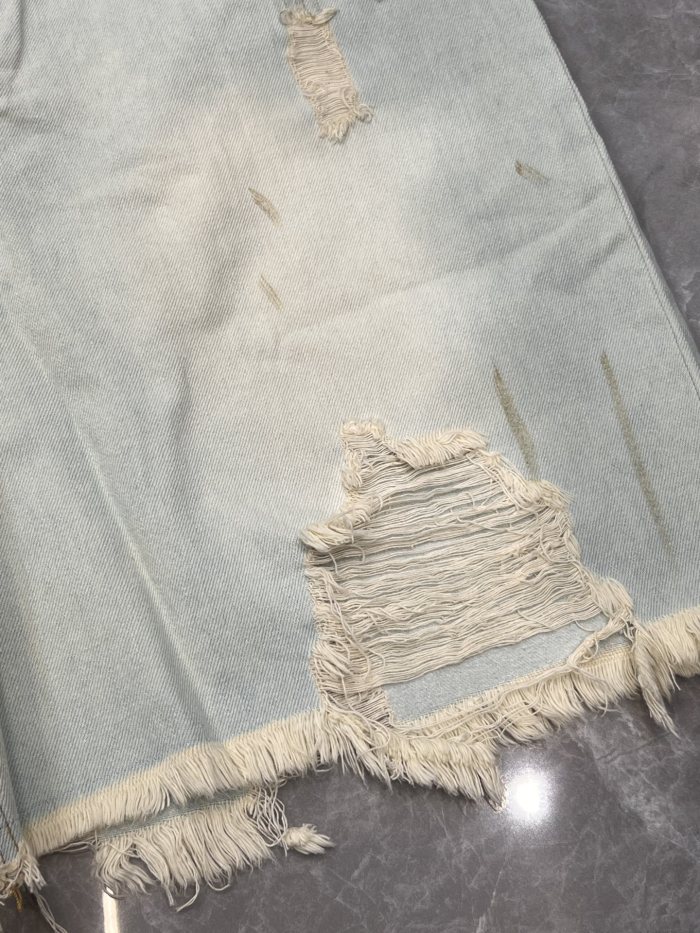 2025 new style 1.1 washed and aged denim shorts