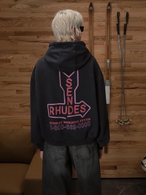 RHUDE 1.1 High-quality LOGO letter printed hooded sweatshirt