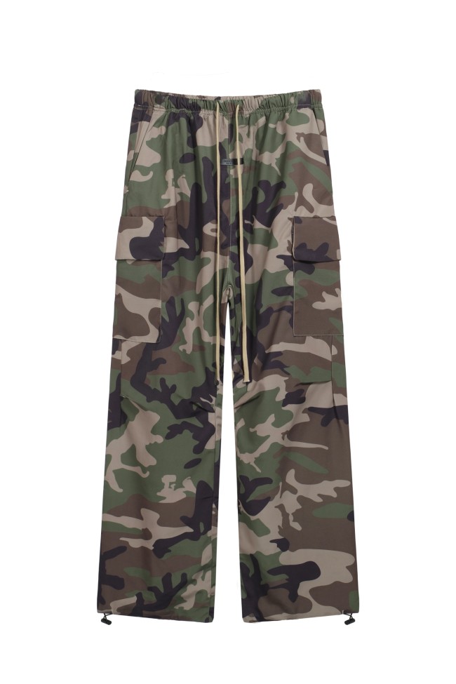 ESS 24FW 1.1 High-quality drawstring woven camouflage cargo pants