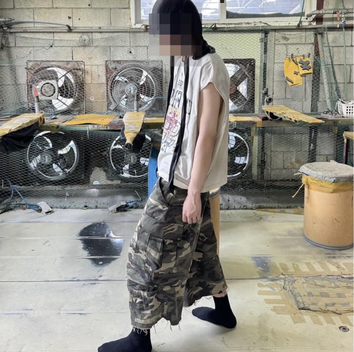 PROJECT G/R Deconstructed zipper spliced workwear Seven-inch shorts