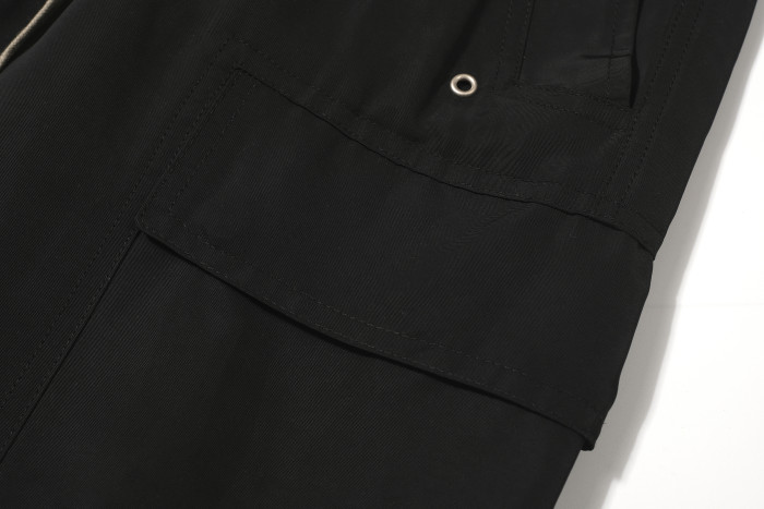 Ro-style nylon multi-pocket workwear drawstring shorts