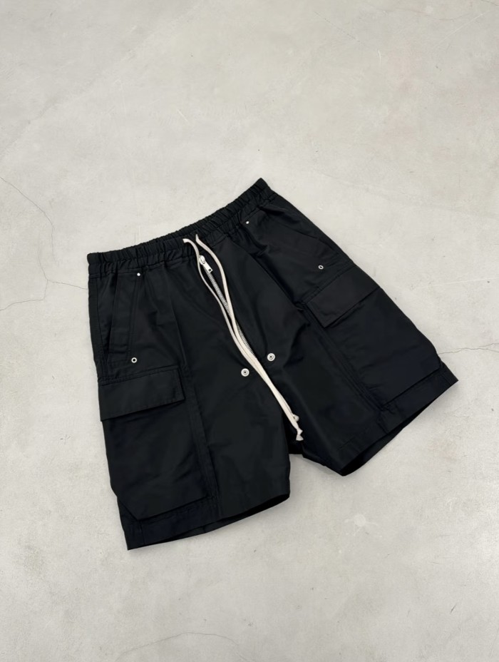 Ro-style nylon multi-pocket workwear drawstring shorts