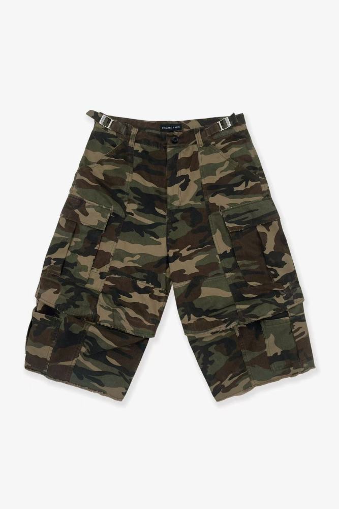 PROJECT G/R Deconstructed zipper spliced workwear Seven-inch shorts