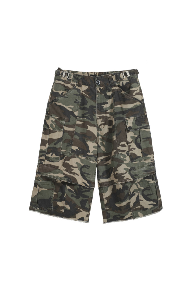 PROJECT G/R Deconstructed zipper spliced workwear Seven-inch shorts