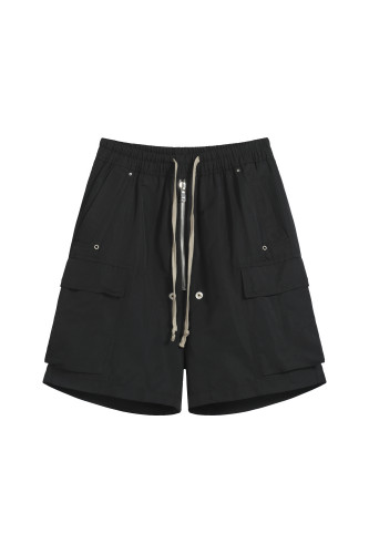 Ro-style nylon multi-pocket workwear drawstring shorts