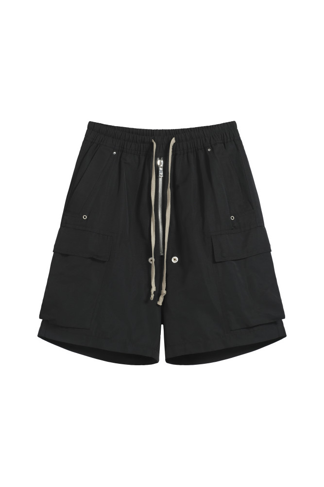 Ro-style nylon multi-pocket workwear drawstring shorts