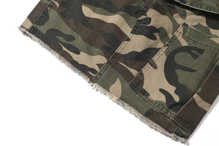 PROJECT G/R Deconstructed zipper spliced workwear Seven-inch shorts