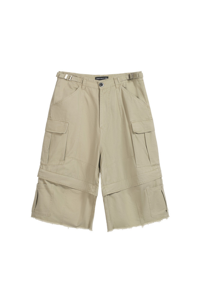 PROJECT G/R Deconstructed zipper spliced workwear Seven-inch shorts