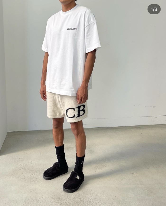 Jacquard wool drawstring shorts with C and B letter logos