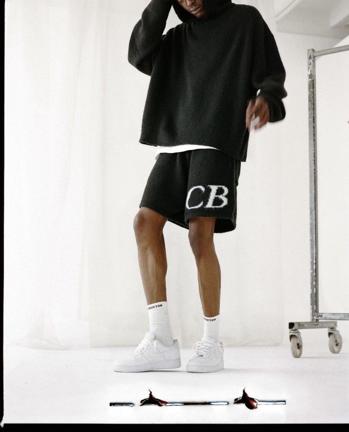 Jacquard wool drawstring shorts with C and B letter logos