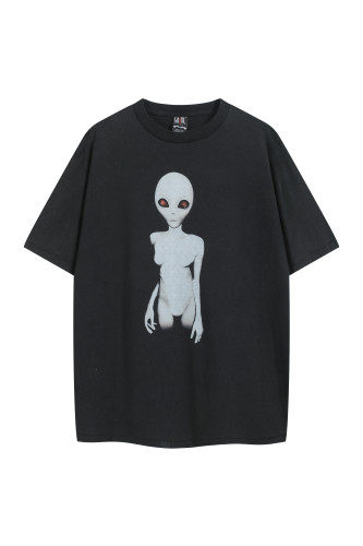 SAINT Mxxxxxx Alien print Distressed short-sleeved T-shirt