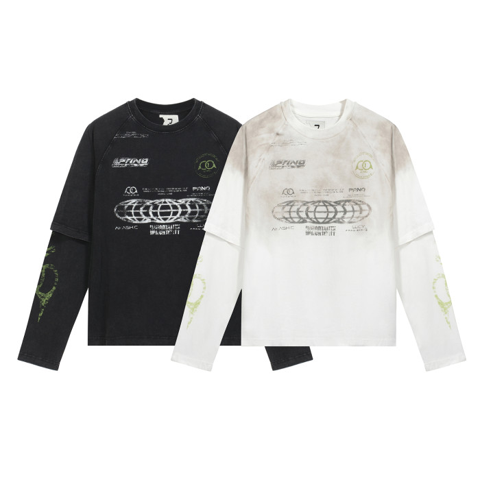 2025 New 1: 1 high quality version printing Logo T-shirt long sleeve fake two pieces