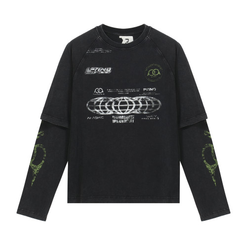 2025 New 1: 1 high quality version printing Logo T-shirt long sleeve fake two pieces