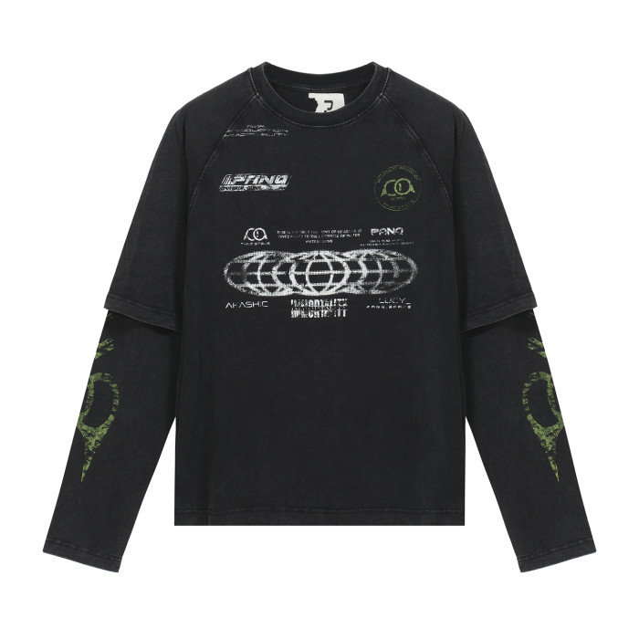 2025 New 1: 1 high quality version printing Logo T-shirt long sleeve fake two pieces