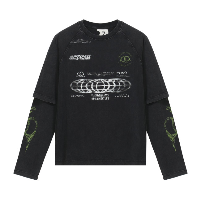 2025 New 1: 1 high quality version printing Logo T-shirt long sleeve fake two pieces
