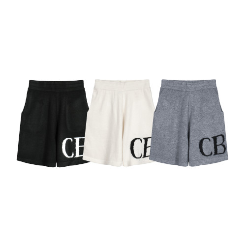 Jacquard wool drawstring shorts with C and B letter logos