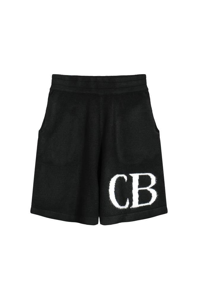 Jacquard wool drawstring shorts with C and B letter logos