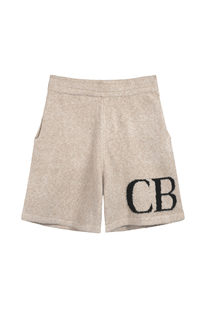 Jacquard wool drawstring shorts with C and B letter logos