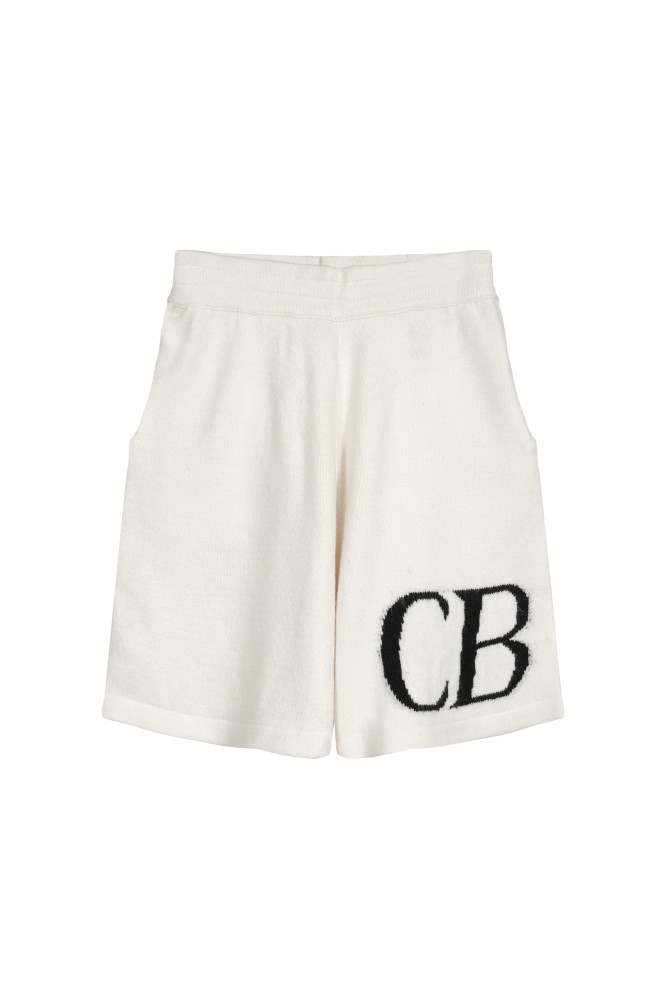 Jacquard wool drawstring shorts with C and B letter logos