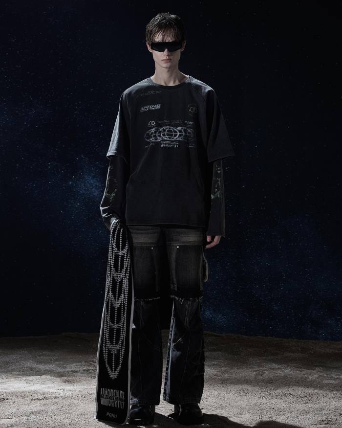 2025 New 1: 1 high quality version printing Logo T-shirt long sleeve fake two pieces