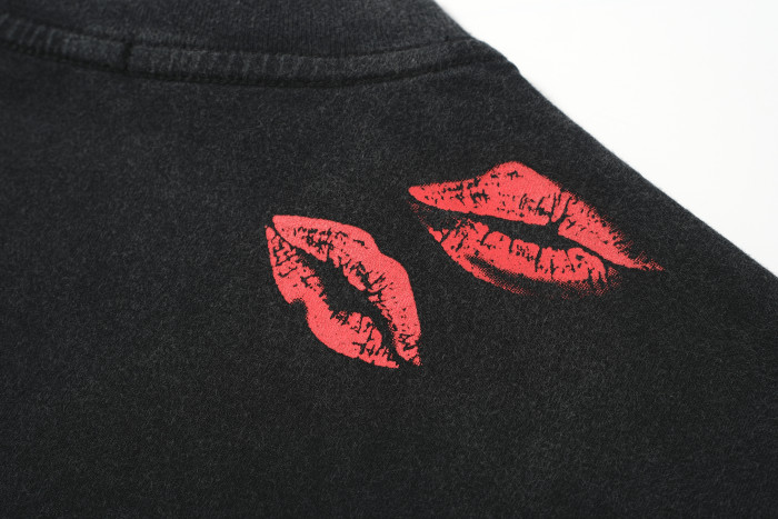 PROJECT G/R slogan lip print logo distressed short-sleeved T-shirt