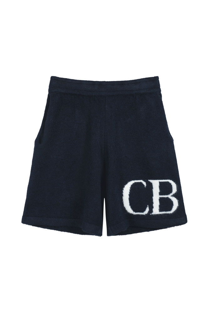 Jacquard wool drawstring shorts with C and B letter logos