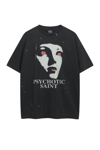 SAINT Mxxxxxx Red-Eyed Face vintage Short-sleeved T-shirt