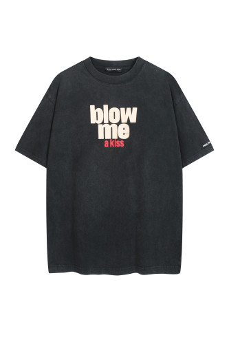 PROJECT G/R slogan lip print logo distressed short-sleeved T-shirt