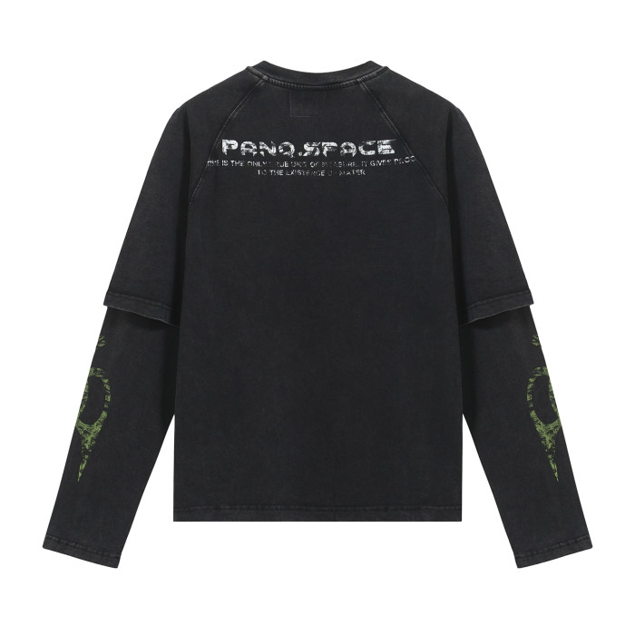 2025 New 1: 1 high quality version printing Logo T-shirt long sleeve fake two pieces