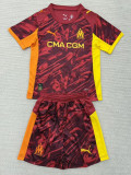 25-26 Marseille Red Goalkeeper Kids Soccer Jersey