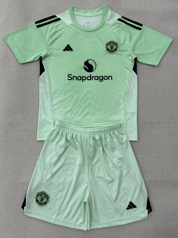 25-26 Man Utd Light Green GoalKeeper Kids Soccer Jersey