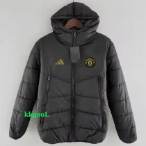 24-25 Man Utd Black Hooded Cotton Coat #棉衣